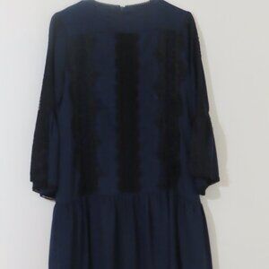 Like New Miri Couture Low Cut Dark Blue Percale Dress